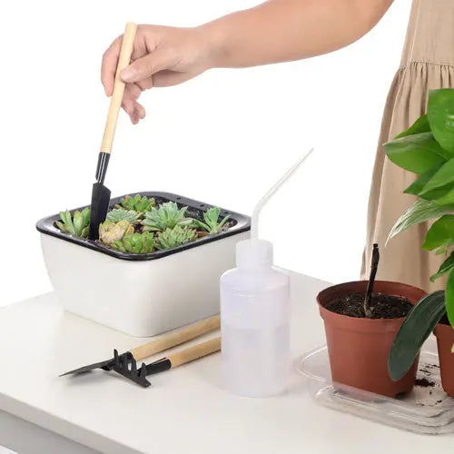 3 Piece Gardening Tool Set Mini Wood Handle Shovel Trowel