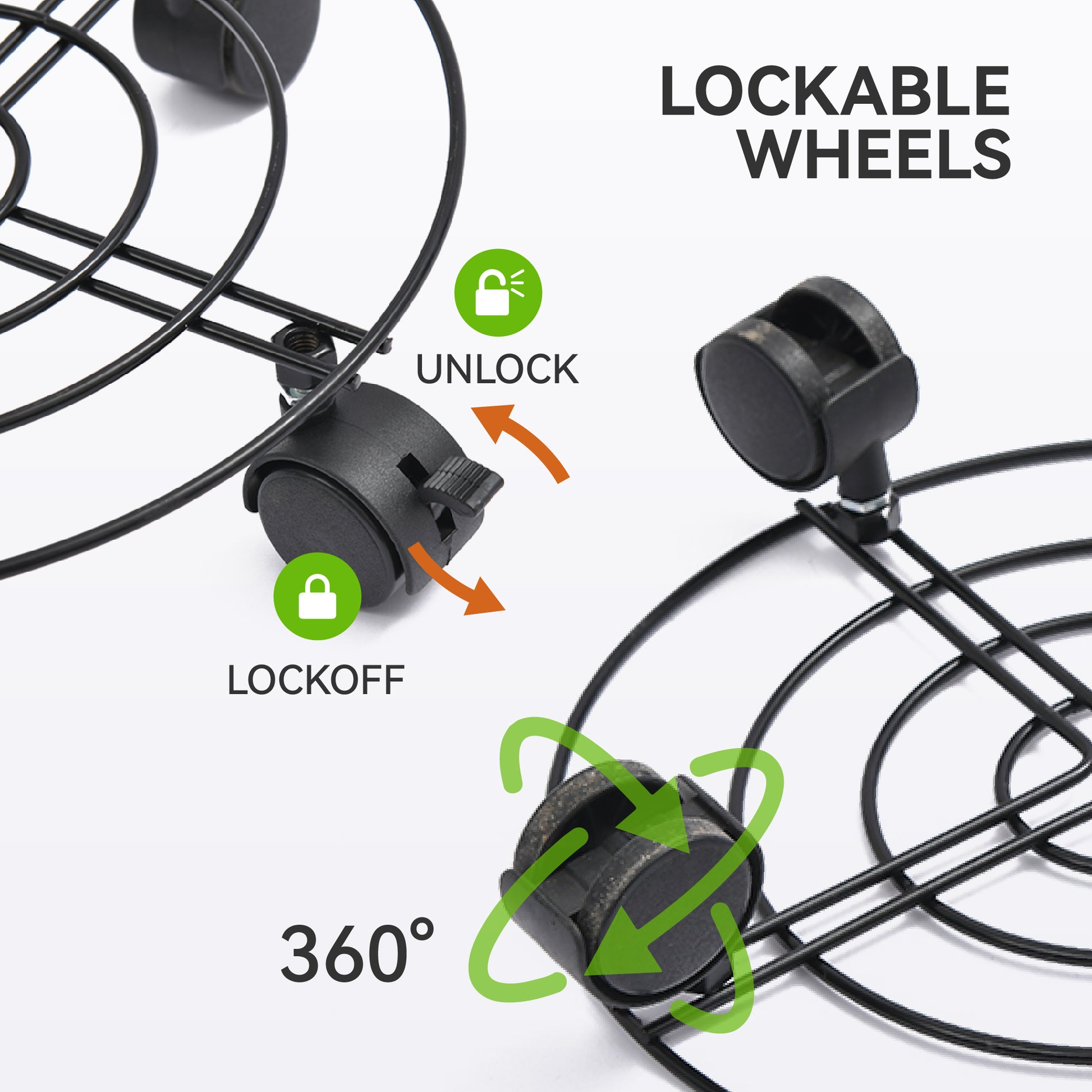 Wedoplant Metal Plant Caddy 14 Inch with 360° Lockable Wheels, Rustpoof Metal Plant Stands for Floors and Lawns